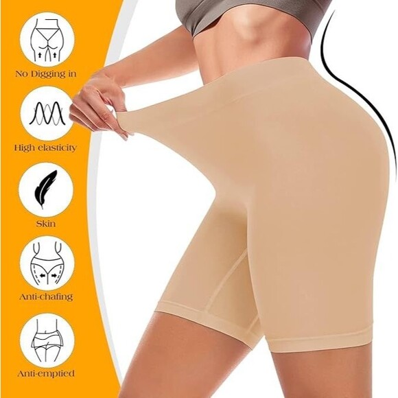 Women's 4 Pack Slip Shorts Under Dresses, Seamless Anti Chafing Cotton Short 3XL - Picture 2 of 9